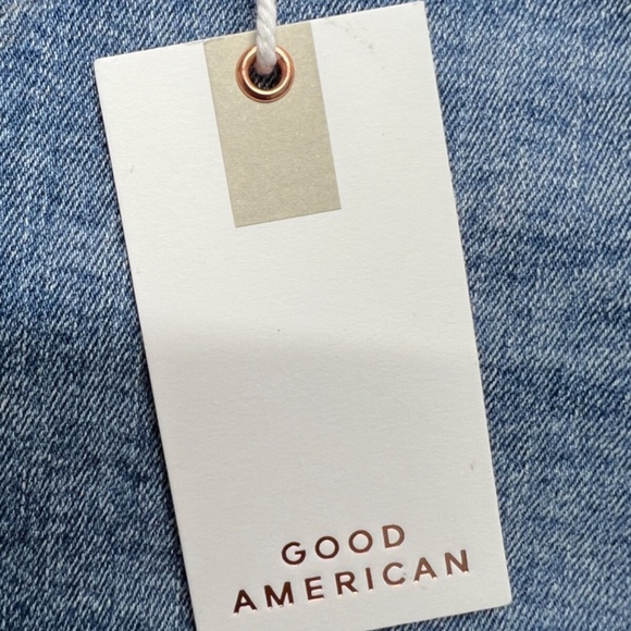 Good American Maternity Jean 8 Blue Distressed Stretch Skinny Denim Elastic Side - Picture 9 of 11